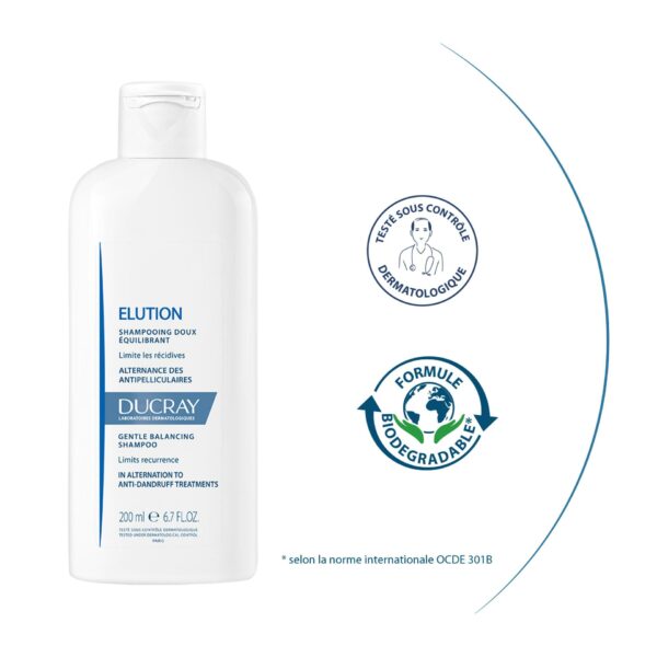 Ducray — Shampooing doux équilibrant — Shampoing doux antipelliculaire — ELUTION 200 ml – Image 2
