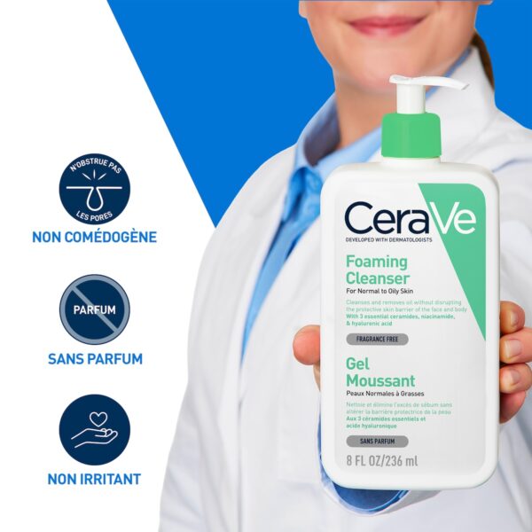 CeraVe Gel Moussant Nettoyant Peau Normale à Grasse | 236ml – Image 6