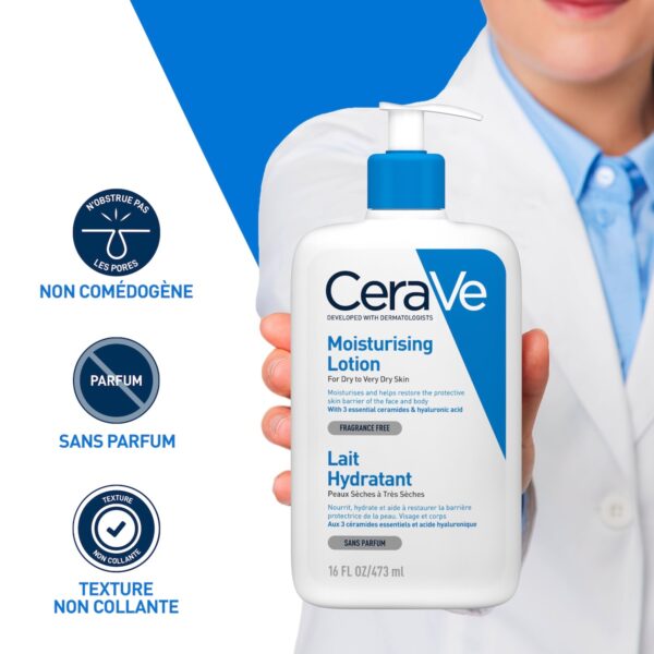 CeraVe Lait Hydratant Léger Peau Sèche à Très Sèche | 473ml – Image 6