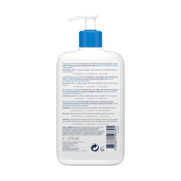 CeraVe Lait Hydratant Léger Peau Sèche à Très Sèche | 473ml – Image 2