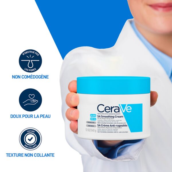 CeraVe SA Crème Anti-Rugosités Peau Sèche et Squameuse | 340g – Image 6