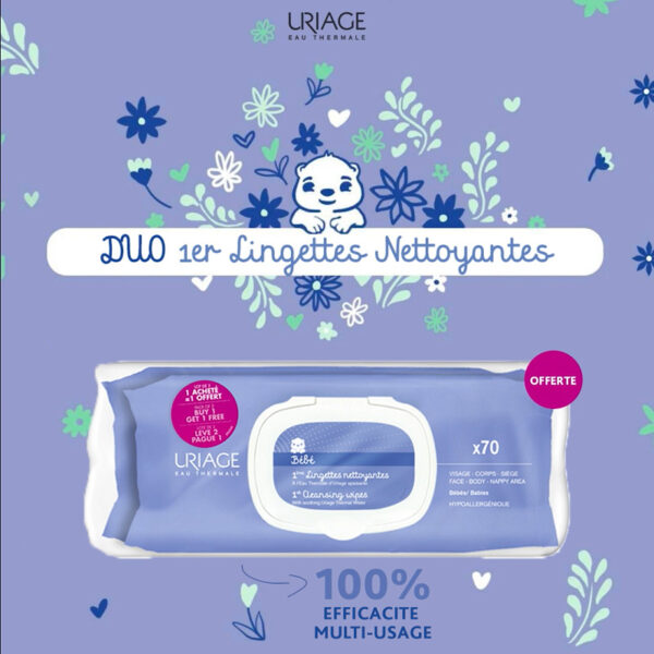 Uriage Bébé - 1ères lingettes nettoyantes *70 – Image 2