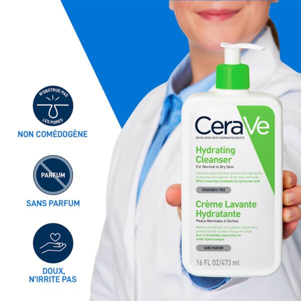 CeraVe Crème Lavante Hydratante Peau Normale à Sèche 473ml + Crème Hydratante Spf50 = 3 Miniatures Offertes – Image 6