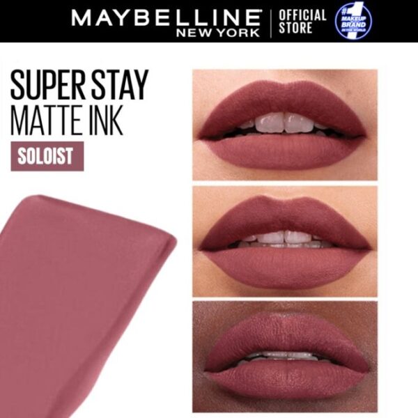 Maybelline – Rouge à lèvre Mat Liquide – Longue tenue – Superstay Matte Ink 140 SOLOIST 5 ml – Image 2